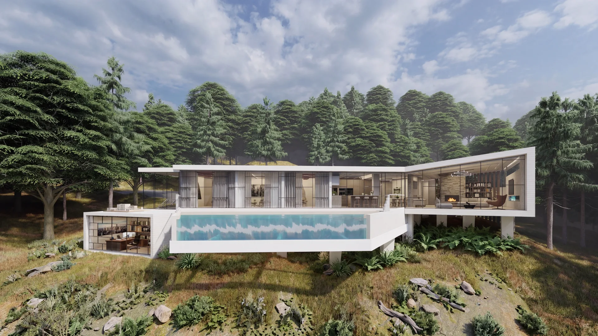 Cliff House concept set into a tropical hillside